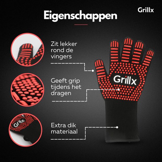 Gants de barbecue GrillX - Gants de cuisine - Grip supplémentaire - 2 pièces