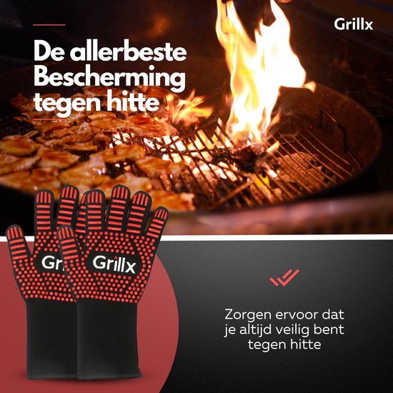 Gants de barbecue GrillX - Gants de cuisine - Grip supplémentaire - 2 pièces