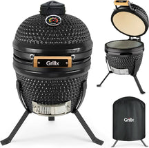 GrillX Kamado 13 Inch - incluant housse de rangement - Barbecue Egg - Barbecue au charbon de bois - Noir - Ø 27 cm