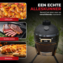GrillX Kamado 13 Inch - incluant housse de rangement - Barbecue Egg - Barbecue au charbon de bois - Noir - Ø 27 cm