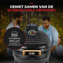 GrillX Kamado 13 Inch - incluant housse de rangement - Barbecue Egg - Barbecue au charbon de bois - Noir - Ø 27 cm