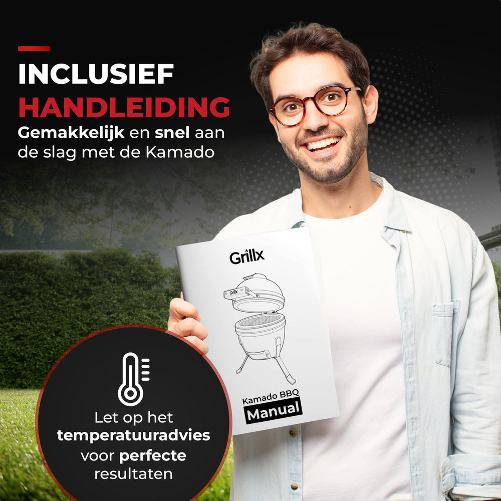 GrillX Kamado 13 Inch - incluant housse de rangement - Barbecue Egg - Barbecue au charbon de bois - Noir - Ø 27 cm