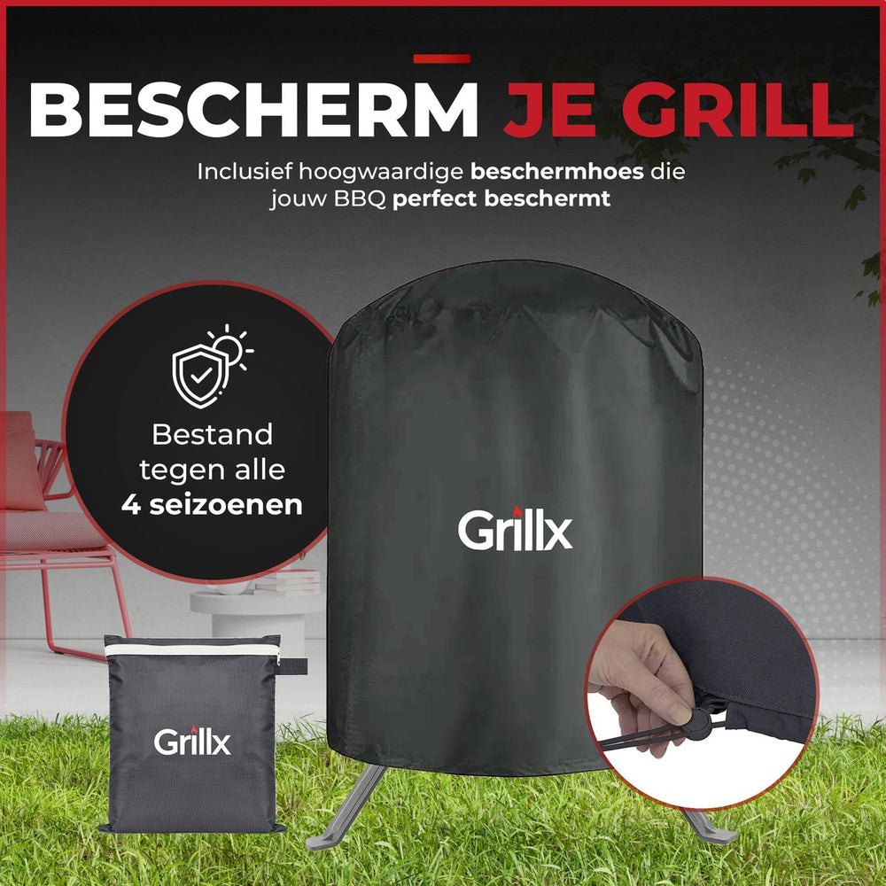 GrillX Kamado 13 Inch - incluant housse de rangement - Barbecue Egg - Barbecue au charbon de bois - Noir - Ø 27 cm