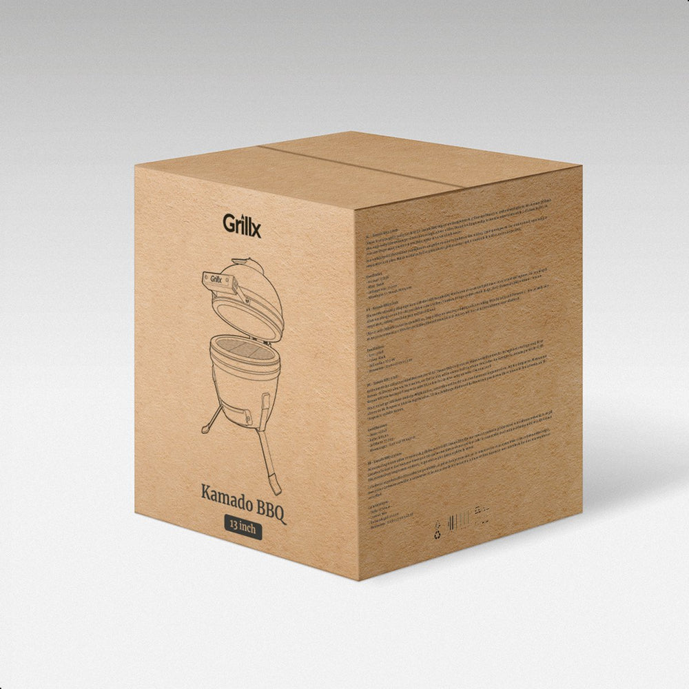 GrillX Kamado 13 Inch - incluant housse de rangement - Barbecue Egg - Barbecue au charbon de bois - Noir - Ø 27 cm