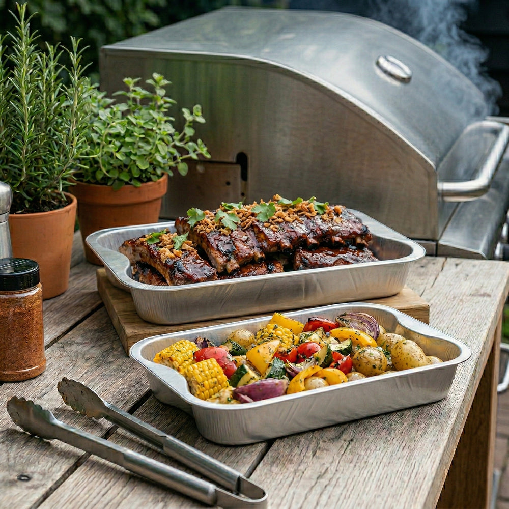 Plateaux de cuisson en aluminium pour barbecue Cookinglife Grill / Plateau de cuisson pour barbecue - 30 x 20 cm - 9 pièces