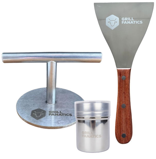 Cookinglife Kit Grill Smashburger / Presse à Smashburger, Spatule BBQ & Shaker à Épices