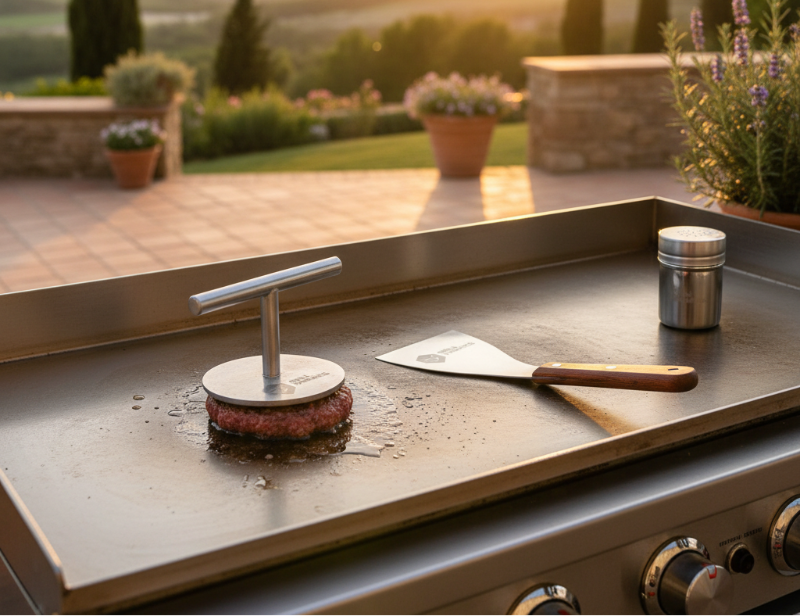 Cookinglife Kit Grill Smashburger / Presse à Smashburger, Spatule BBQ & Shaker à Épices