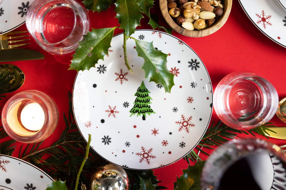 Ensemble de vaisselle de Noël Studio Tavola - Porcelaine - Rouge 18 pièces