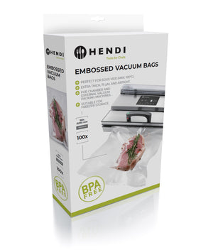 Ensemble de sacs sous vide Hendi - à microstructure - 150 x 400 mm - 100 pièces