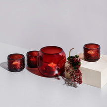 Porte-bougie Iittala Kastehelmi Cranberry Rouge