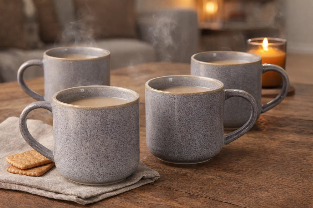 Cookinglife Koffiemokken Serene Blue 330 ml - Aardewerk - 4 stuks