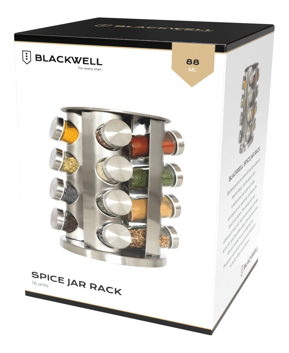 Étagère à épices Blackwell / Carrousel à épices - comprenant 16 pots à épices - en acier inoxydable