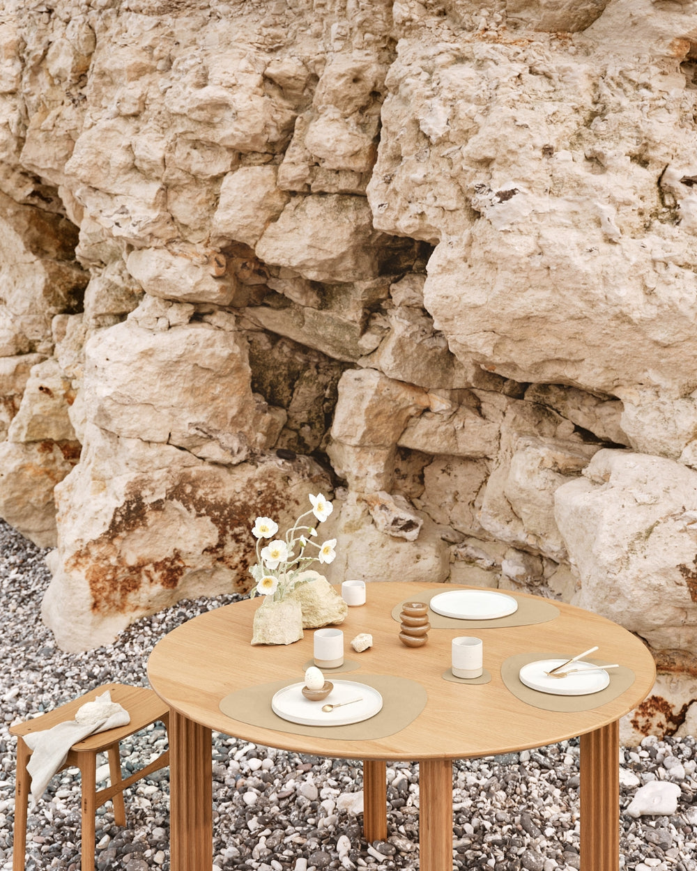 Dessous de Verre LIND DNA Nupo - Cuir - Khaki - 13 x 11 cm - 4 pièces