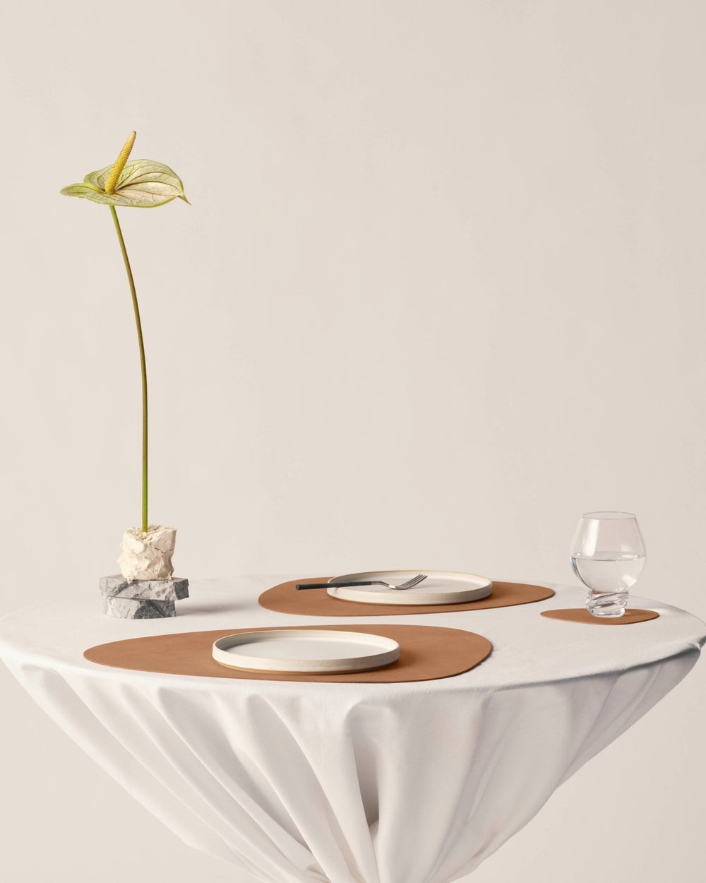 Sets de table LIND DNA Nupo - Cuir - Nature - Courbé - 44 x 37 cm - 2 Pièces