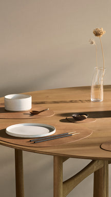 Sets de table LIND DNA Nupo - Cuir - Nature - Courbé - 44 x 37 cm - 2 Pièces