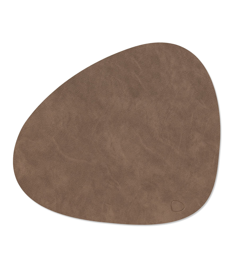 Sets de table LIND DNA Nupo - Cuir - Marron / Sable - réversibles - Courbés - 44 x 37 cm - 2 Pièces