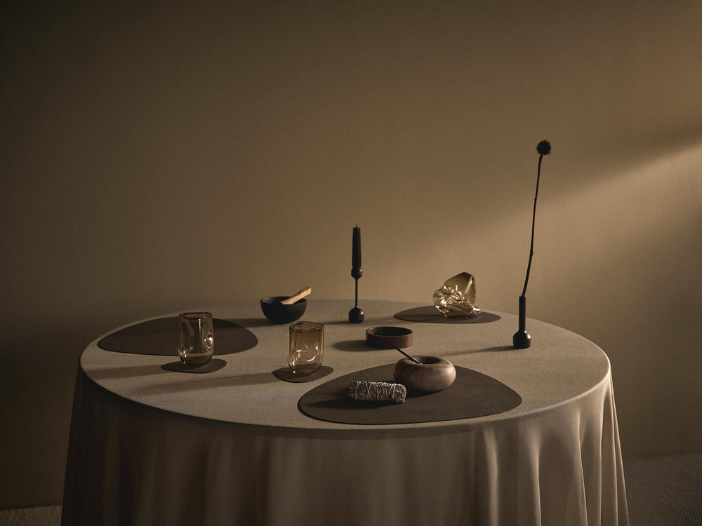 Sets de table LIND DNA Nupo - Cuir - Noir - Courbé - 44 x 37 cm - 2 Pièces