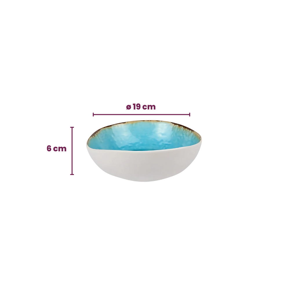 Service de vaisselle Cosy & Trendy Laguna Azzurro 12 pièces / 4 personnes - 4 Assiette plates, 4 assiettes à petit-déjeuner en 4 bols