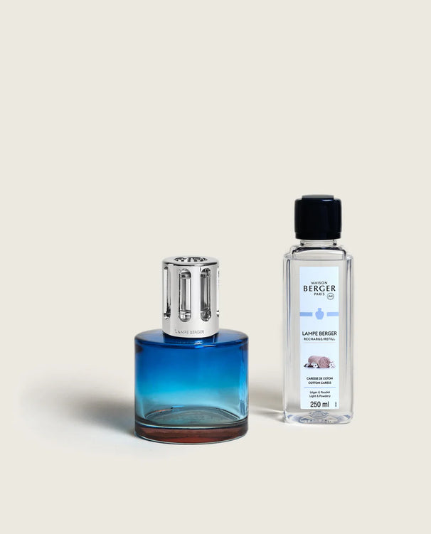 Coffret cadeau Maison Berger - Brûleur de parfum Berger Pure / Caresse de Coton - Bleu