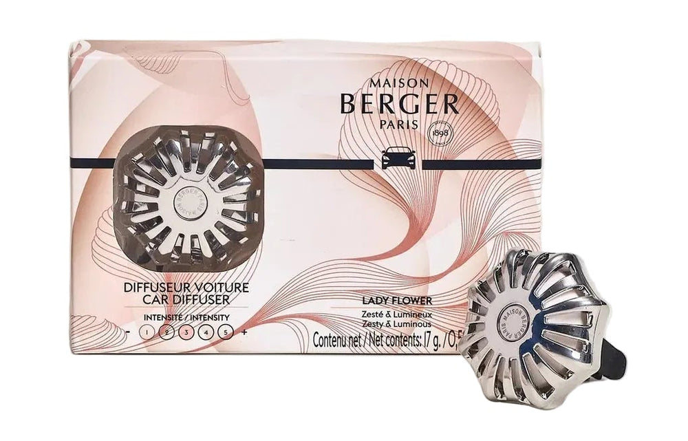 Maison Berger Autoparfum / Autodiffuser Coralie Silver - Lady Flower - Met Navulling