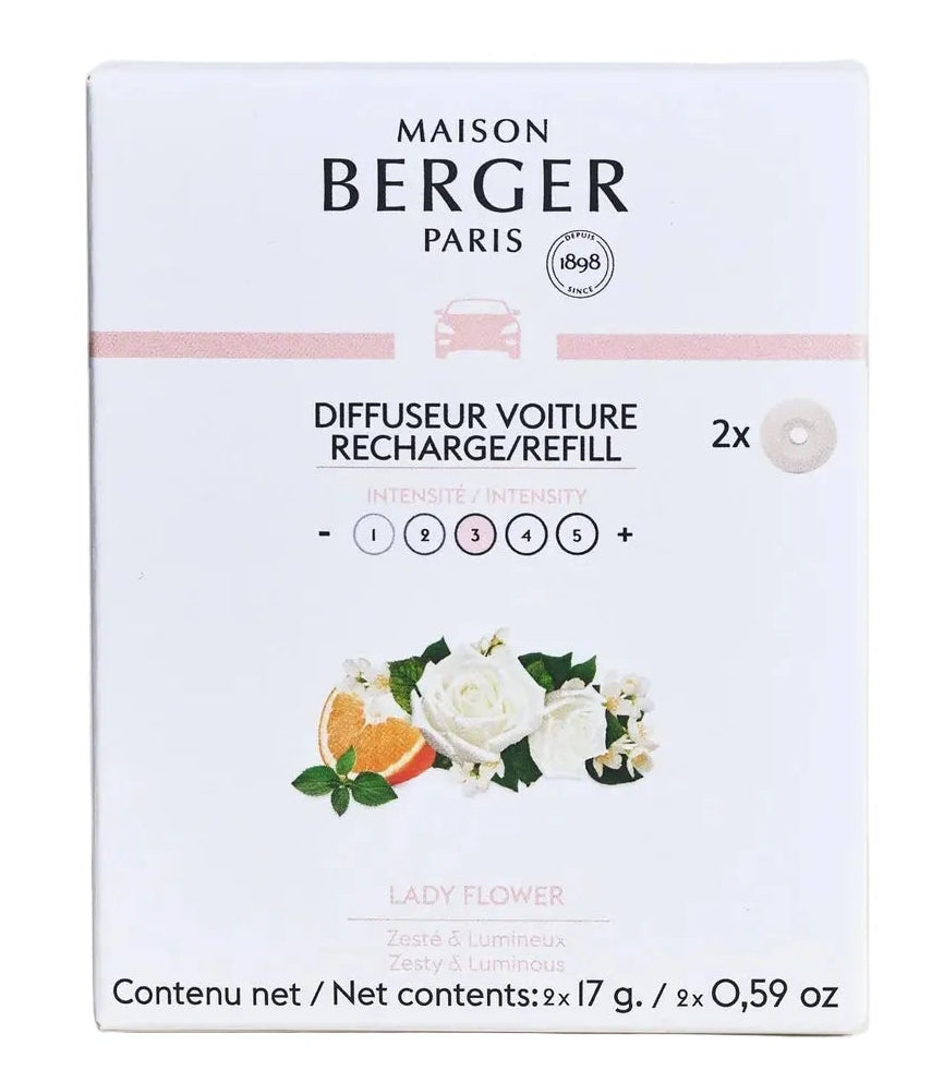 Maison Berger Autoparfum / Autodiffuser Coralie Silver - Lady Flower - Met Navulling