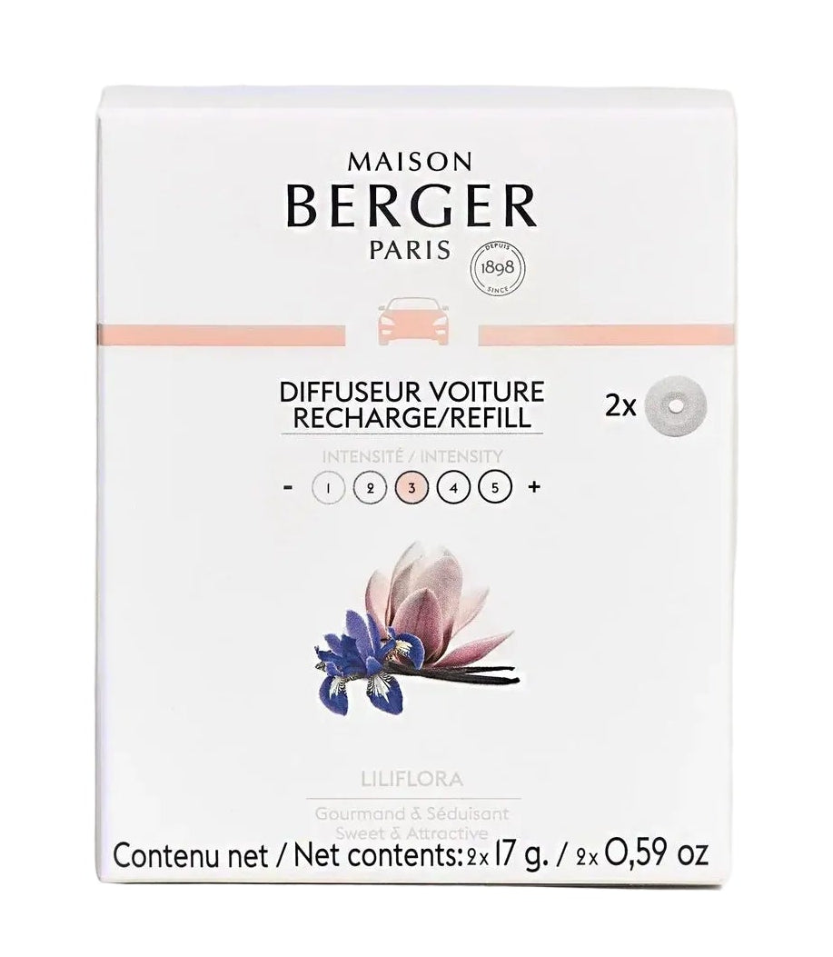 Set de diffuseur Maison Berger - Parfum auto - Liliflora - 45 mm - 3 pièces