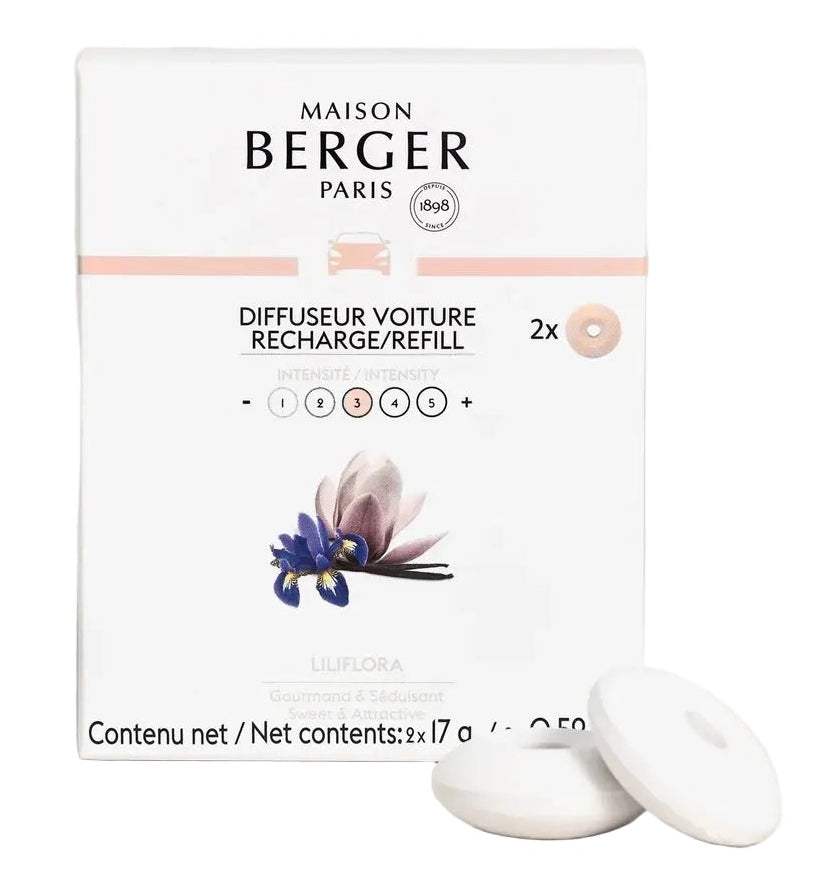 Set de diffuseur Maison Berger - Parfum auto - Liliflora - 45 mm - 3 pièces