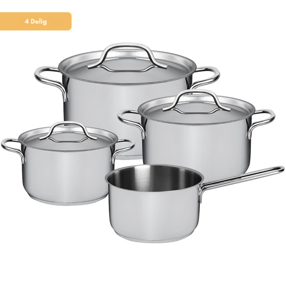 Ensemble de casseroles Sola Mirage - Acier inoxydable - Casserole ø 16, 18, 20 cm & Casserole à long manche ø 16 cm - Compatible induction - 4 pièces