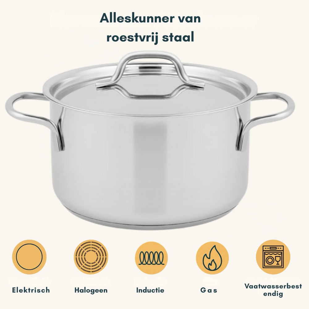 Ensemble de casseroles Sola Mirage - Acier inoxydable - Casserole ø 16, 18, 20 cm & Casserole à long manche ø 16 cm - Compatible induction - 4 pièces