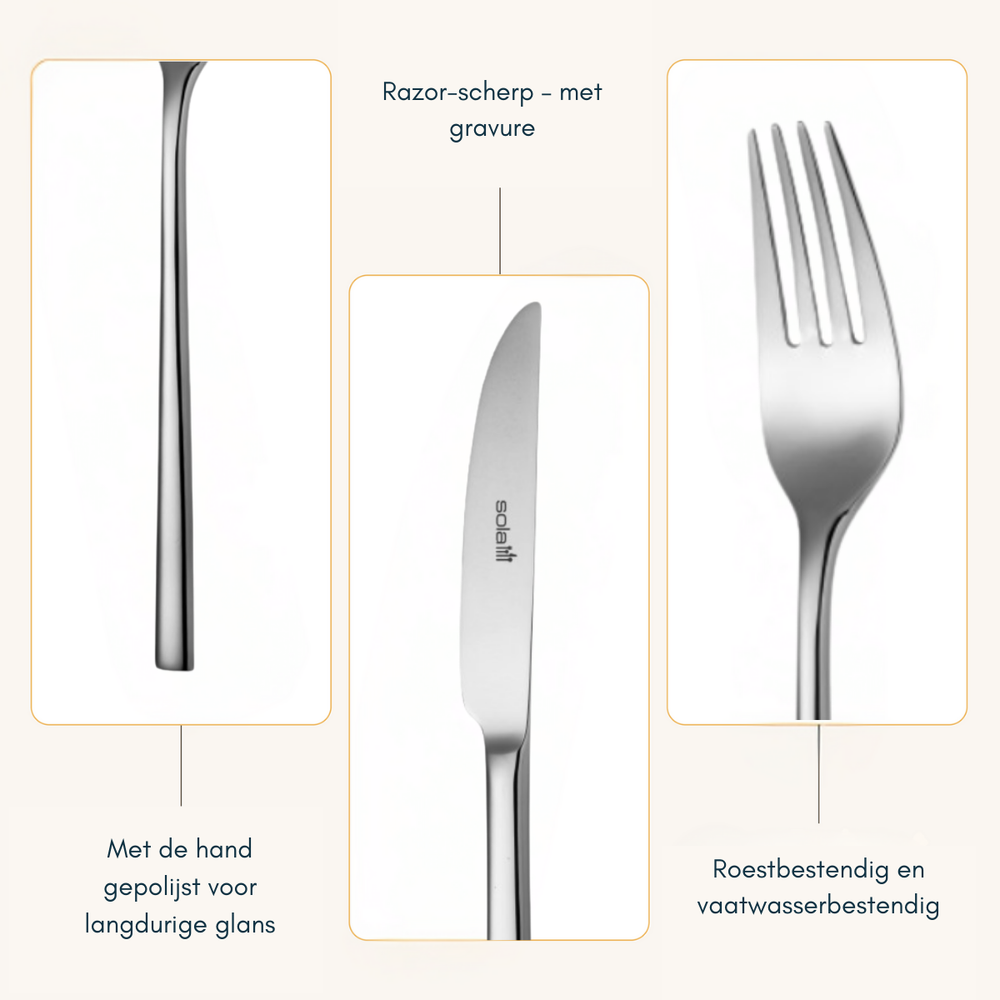 Ensemble de couverts Sola Montreux - Acier inoxydable 18/10 - 90 pièces / 9 personnes