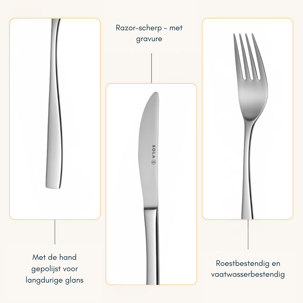 Ensemble de couverts Sola Lotus - Acier inoxydable 18/10 - 24 pièces / 6 personnes