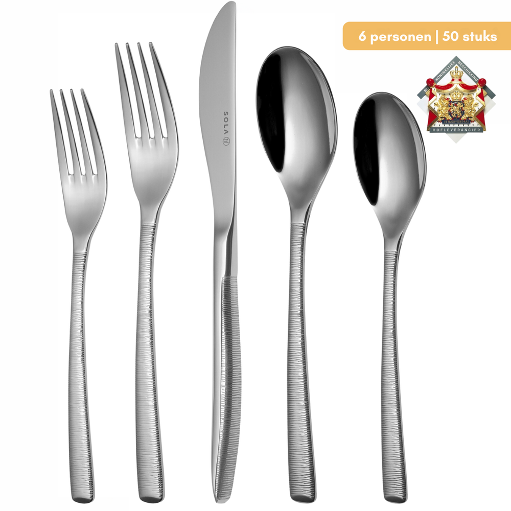 Ensemble de couverts Sola Hermitage - Acier inoxydable 18/10 - 50 pièces / 6 personnes