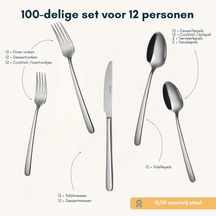 Ensemble de couverts Sola Donau - Acier inoxydable 18/10 - 100 pièces / 12 personnes