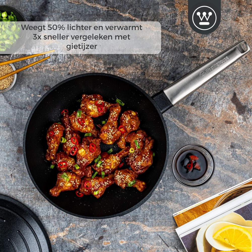 Poêle à wok Westinghouse Performance Blissful Black - ø 28 cm - Revêtement antiadhésif standard
