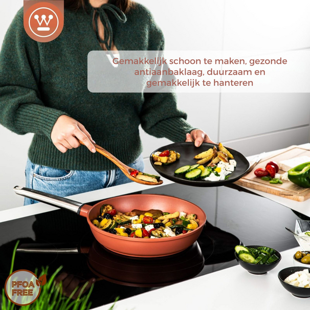 Ensemble de casseroles Westinghouse Performance Rebel Red - ensemble de casseroles complet - induction et toutes les autres sources de chaleur - 5 pièces