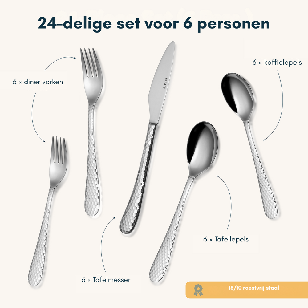 Ensemble de couverts Sola Lima - Acier inoxydable 18/10 - 24 pièces / 6 personnes