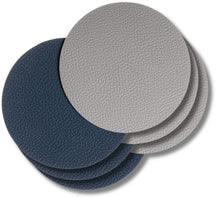 Sous-verres Jay Hill - Cuir végétalien - Gris / Bleu - double face - ø 10 cm - 6 pièces