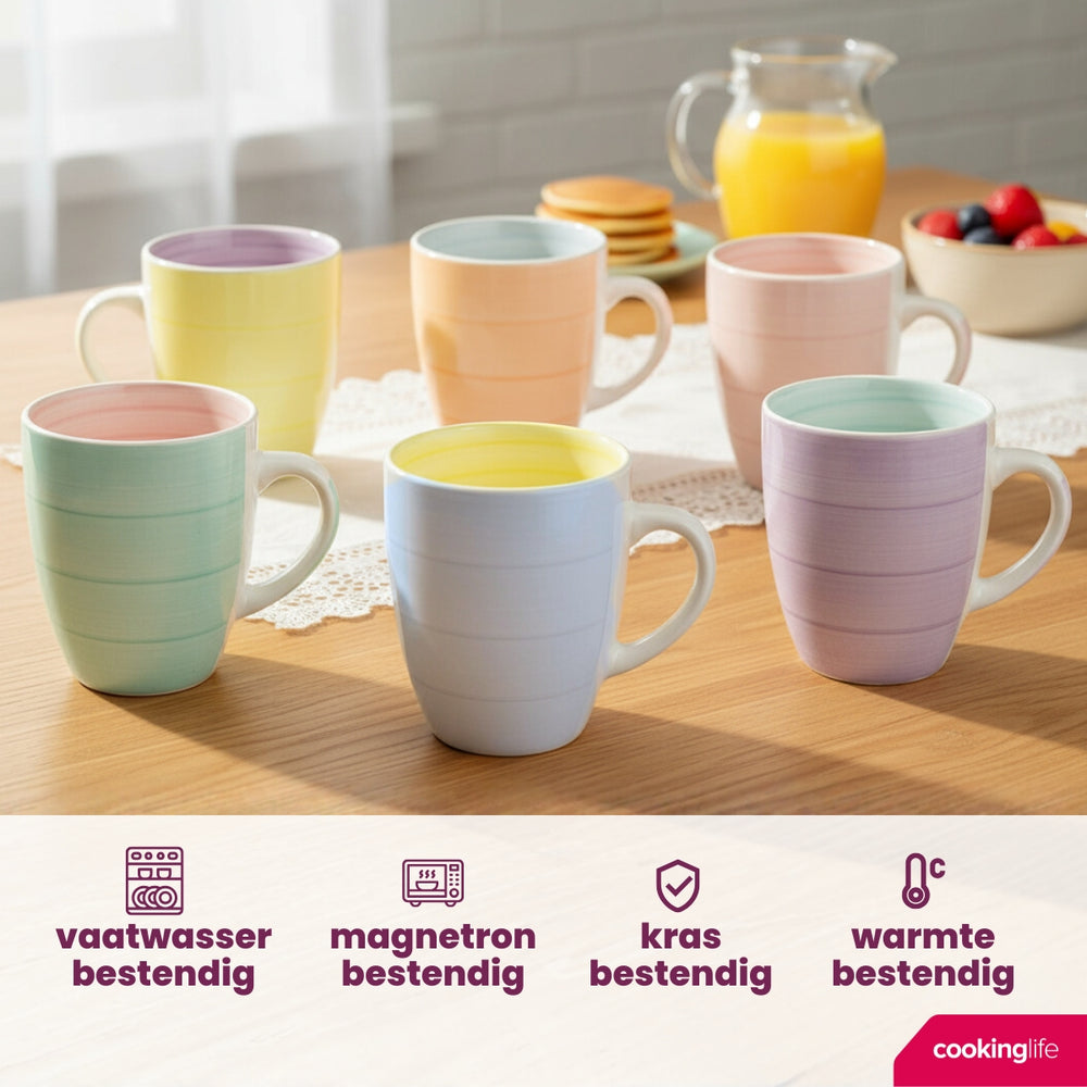 Mugs Cookinglife Pastel Harmony 340 ml - 6 pièces