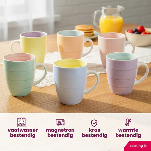 Mugs Cookinglife Pastel Harmony 340 ml - 6 pièces