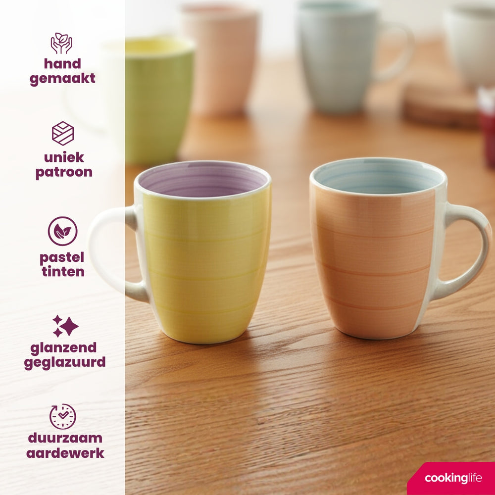 Mugs Cookinglife Pastel Harmony 340 ml - 6 pièces