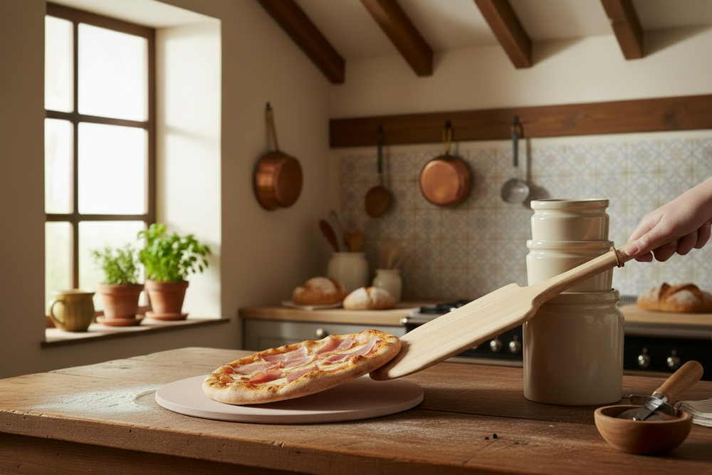 Pizza Bakset Ø 33 cm - Pizza baksteen en Pizzaschep - Cookinglife