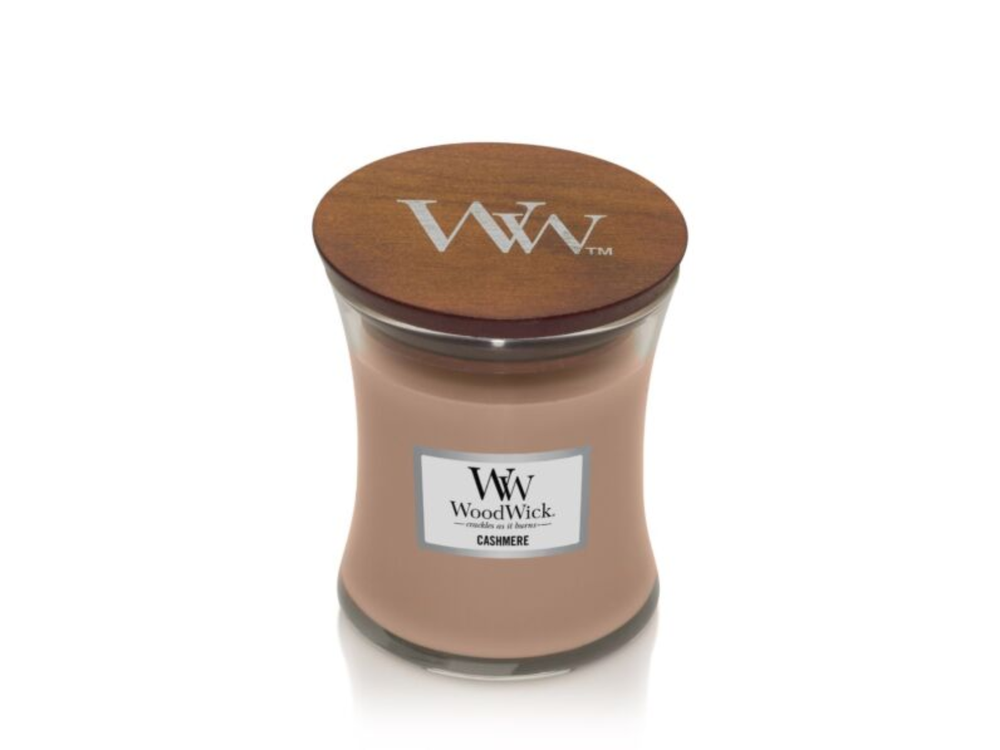 Bougie parfumée WoodWick taille moyenne Cashmere - 11 cm / ø 10 cm