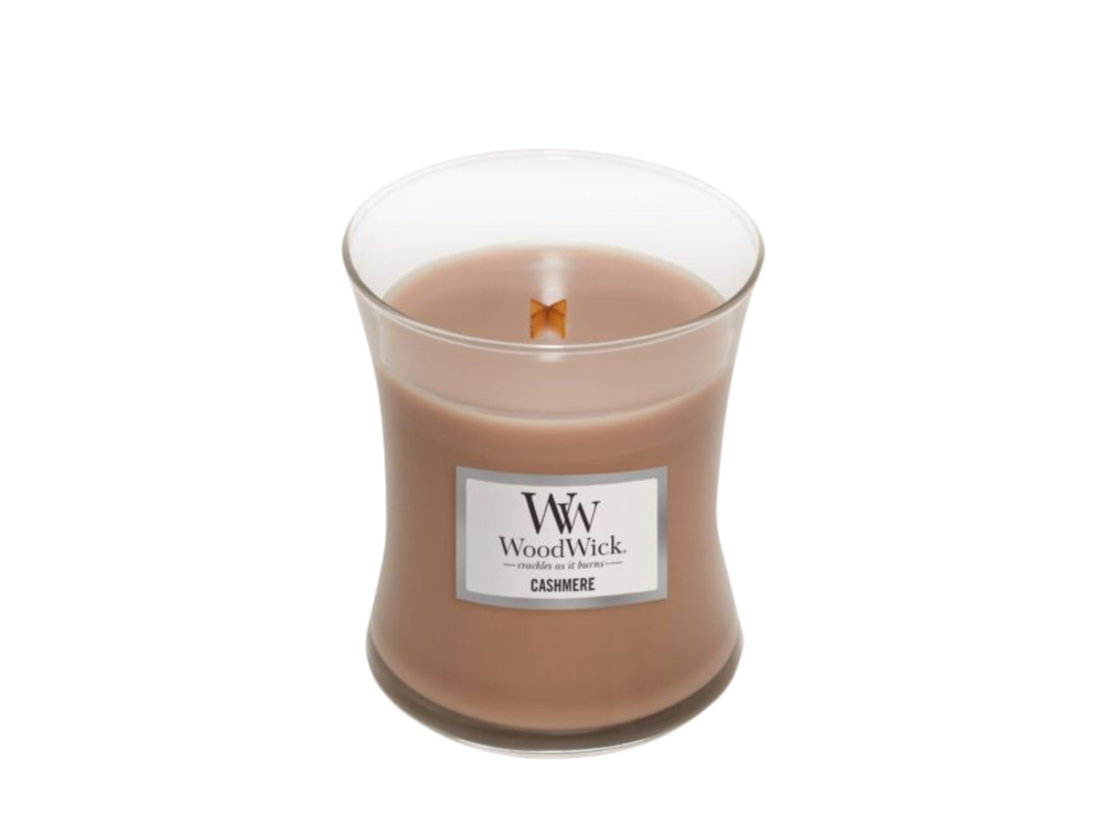 Bougie parfumée WoodWick taille moyenne Cashmere - 11 cm / ø 10 cm