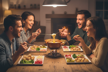 Assiettes à fondue Cookinglife / Assiettes gourmandes / Assiettes barbecue - 5 compartiments - Blanches - 24 x 24 cm - Lot de 4