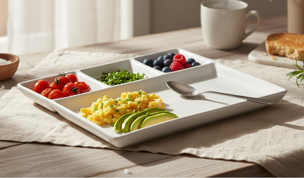 Assiettes BBQ - 3 compartiments - Blanc - 26 x 20 cm - 4 pièces