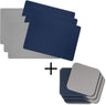 Jay Hill 6 Sets de Table + 6 Sous-Verres Rectangle - Cuir Vegan - Bleu / Gris