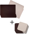 Jay Hill 6 Sets de Table + 6 Sous-Verres Rectangle - Cuir Vegan - Marron / Sable