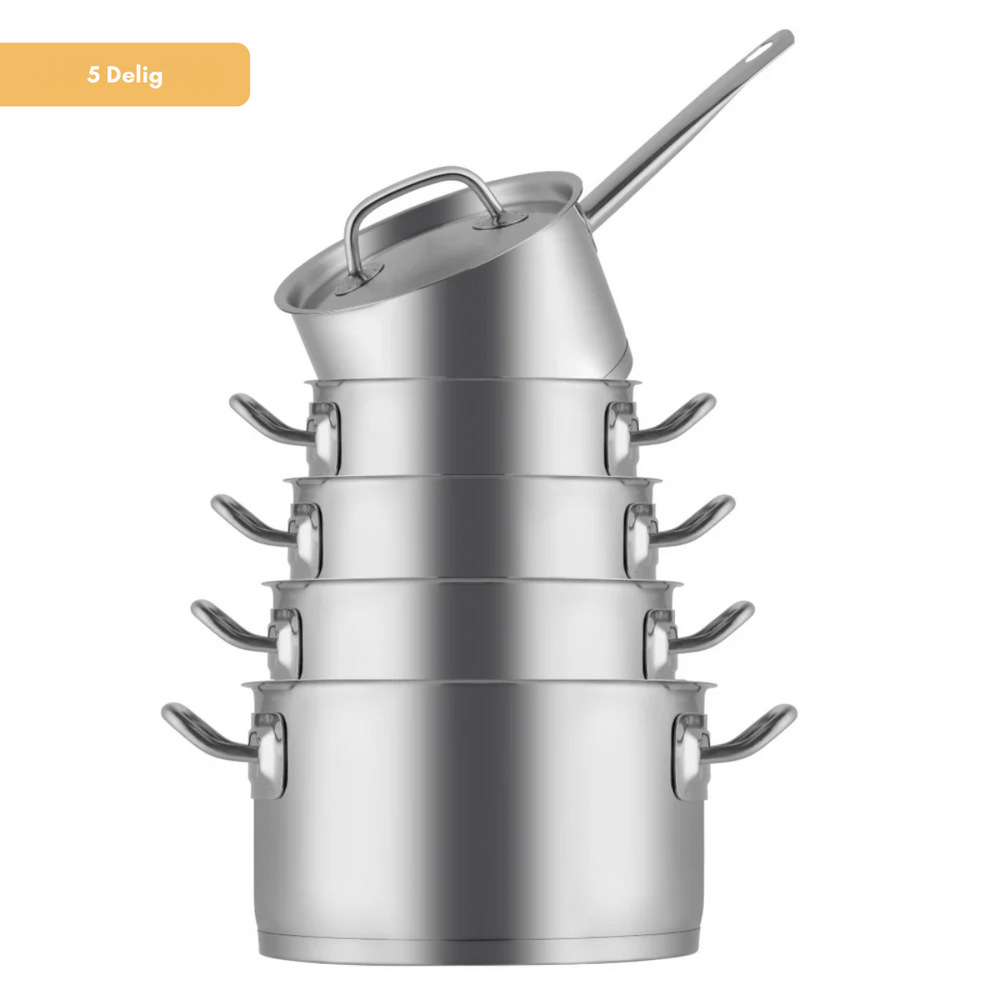 Ensemble de casseroles Sola Pannenset Profiline Deluxe - Acier inoxydable - Casserole ø 16, 18, 20, 24 cm & Casserole à long manche ø 16 cm - Compatible induction - 5 pièces