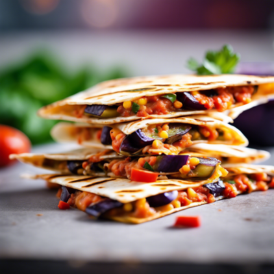 Quesadilla aux aubergines, poivrons et fromage