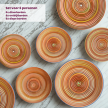 Service de vaisselle Cookinglife Rhythm & Lines 18 pièces / 6 personnes - 6 Assiette plates, 6 assiettes à petit-déjeuner en 6 assiettes creuses